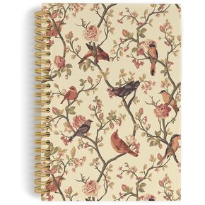 Bird Flower Spiral Notebook, Floral Journal, Spring Bird Flowers 5.5"x8.3" 164pages Lined Journal Notebooks College Ruled, Gifts for Bird Lovers Hardcover Notebook for Office School Supplies