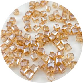 200Pcs 4MM Glass Cube Crystal Beads - Square Faceted with Hole Spacer for Bracelets, Necklace & Earring Making Supplies (15-Peacock Blue AB)