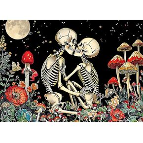 CEOVR Skeleton Diamond Art Kits for Adults, 5D Full Drill Skull Diamond Painting Dots Gem Art, Adult Crafts Kits Fun DIY Crafts, Wall Decor for Home Office 12x16in