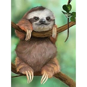 Apomelo Diamond Art Painting Kit Sloth Diamond Dots Sloth DIY Diamond Picture for Adults Diamond Art Kit,Sloth on The Treetop(12×16 inches)