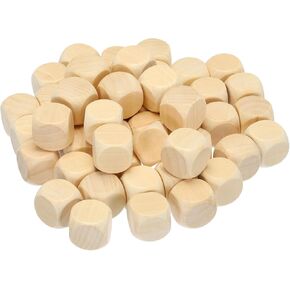PATIKIL 20mm Blank Wooden Dice, 50 Pack Unfinished Wooden Blocks 6 Sided Wood Cube with Rounded Corners Square Wood Blocks for DIY Craft Projects