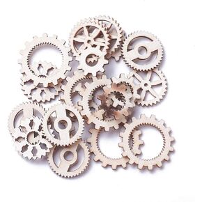 100 قطعة من المعلقات الخشبية غير المصبوغة Steampunk من Stiesy، شرائح أقراص خشبية، شكل تروس، قطع خشبية غير مكتملة لصناعة المجوهرات DIY الديكور