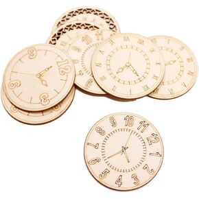 Unfinished Wood Cutouts Natural Clock Wood Pieces for DIY Craft Decorations 's Party Decoration 8 Pcs
