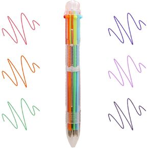 JANEMO pens 10 PCS pens ballpoint office supplies ballpoint pens 0.7mm 6-in-1 Multicolor Pen 6 Colors Transparent Barrel Ballpoint Pen for Office School Supplies (10)
