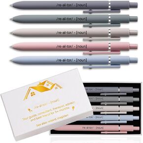 5 قطع من أقلام الهدايا للوكيل العقاري، مجموعة أقلام حبر جاف للكتابة الناعمة سريعة الجفاف من Morandi الجمالية اللطيفة مع صندوق هدايا للنساء لتقدير عيد الميلاد وعيد الميلاد in Kuwait