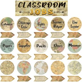Travel The Map Classroom Jobs Bulletin Board Set Classroom Helpers Charts Teacher's Helper Chalkboard Wall Decor for Classroom Bulletin Board Decorations