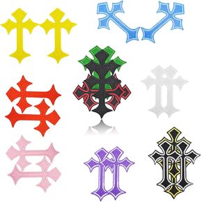 22PCS Cross Iron on Patches, Colorful Decorative Embroidered Iron on Patches for Clothes, Custom Vintage Applique for Hats, Jeans, Jackets, Bags, Backpacks, Dress