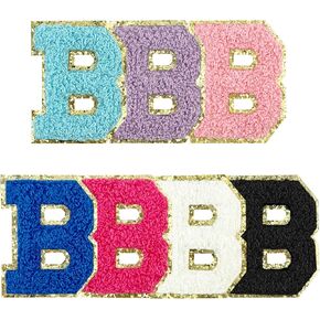 7 Pcs Self Adhesive Chenille Letter Patches 2.2 inch Varsity Stick On Patches Alphabet Embroidered Applique for Clothes Jackets Backpack Hat DIY Phone Case Bags (I)