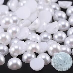 10000PCS 1.5mm Nail Art Flatback Half Round Pearls Ivory Flatback Pearls for Nails Face Body Make Up Crafts Small Half Pearls Rhinestones for Home DIY Nails Shoes Salon Use