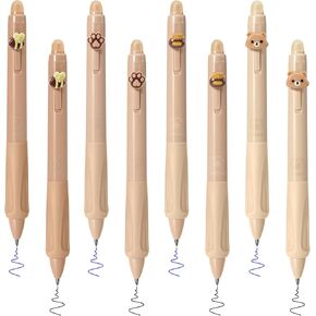 8Pcs Erasable Gel Pens, 0.5mm Fine Tip Retractable Click Erasable Pen, Comfortable Silicone Grip for Office Accessories School Supplies (Coffee) in Saudi Arabia