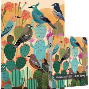 Desert Bird Puzzles for Adults 1000 Pieces, Cactus Flower Succulent Plant Puzzles, Birds Themed Jigsaw Puzzles Nature Botanical