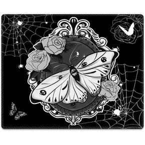 Horror Black Mouse Pad Stitched Edge Comfortable Waterproof Home Office Bat Mousepad Non Slip Rubber Base Gaming Mouse Mat Computer Mousepad (Bat)