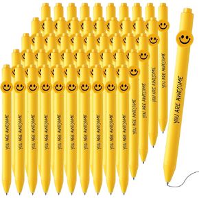 Fuutreo 100 Pcs Employee Appreciation Gifts You Are Awesome Inspirational Pens Motivational Quotes Ballpoint Pens Smile Face Pen for Coworker Employee