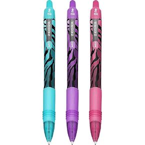 ZEBRA Z-Grip Smooth Ballpoint Pen - 1.0mm - Funky Flame - Stripe Barrel - 1 of Each - Blue, Pink, Violet - Pack of 3