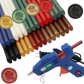 Wax Seal Kit, Atopbb 30Pcs Mixed Color Sealing Wax Sticks with Glue Gun Great for Wax Seal Stamp, Wax Seal Sticks Used for Wedding, Invitations and Gift Wrapping