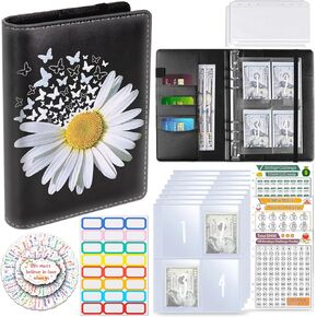100 Envelopes Money Saving Challenge, Money Saving Budget Binder with Cash Envelopes, Motivational Process to Save $5050, A5 Saving Challenge Book - White Daisy with Butterfly