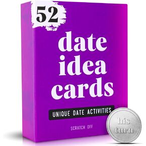 52 Unique Date Idea Scratch Off Cards for Couples - Cool & Cute Wedding, Anniversary, Bridal Shower & Engagement Gift for Newlywed Bride & Groom - His & Hers Love Game Night Set Activities - Prazoli