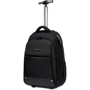 Rolling Backpack for Men Adults, Business Carry on Luggage 15 inch Laptop Wheeled Backpack, Travel Suitcase Women Trolley Bag with Wheels,Black