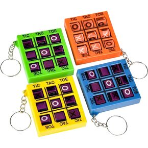 ArtCreativity 2 Inch Tic Tac Toe Keychains for Kids - Set of 12 - Durable Plastic Keyholders - Birthday Party Key Chain Favors, Goody Bag Fillers, Prize for Boys and Girls - Assorted Colors
