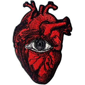 All Seeing Eye On Heart Patch Embroidered Badge Iron On Sew On Emblem