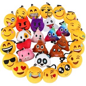 Emoticon Keychains, Mini Emoticon Plush Party Favors for Gifts Birthday Party Supplies ,School Classroom Rewards,2" Set of 30