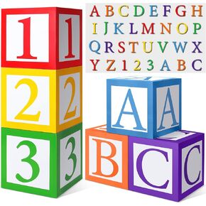 ReliThick 6 Pcs Letter ABC Friend Street Party Boxes with 76 Pcs Letter Cutouts 11.8 x 11.8 Inch Colorful Balloon Boxes Personalized Toy Theme Birthday Party Decor for Toy Theme Birthday Party