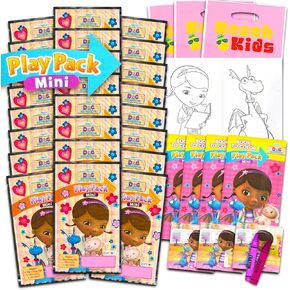 Disney Doc McStuffins Mini Party Favors Set for Kids - Bundle with 24 Mini Doc McStuffins Grab n Go Play Packs with Coloring Pages, Stickers and More (Doc McStuffins Birthday Party Supplies)