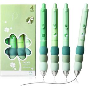 Cute Gel Ink Pens 4Pcs Retractable Quick Dry Ink Pens, 0.5mm Fine Point Black Ink Kawaii Smooth Writing Pens, Aesthetic Pens Soft Touch Grip Office School Supplies Stationary (Coffee)