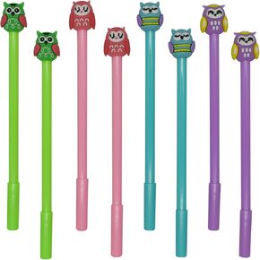 Maydahui 28 PCS Owl Shaped Rollerball Pens Cute Kawaii Animal Pen Novelty Bird Writing Pen Black Gel Ink Desk Decor Accessories for School Office
