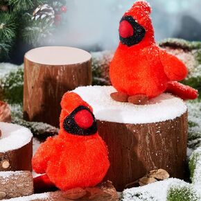 2 Pcs Cardinal Stuffed Animal with Authentic Bird Sound Stuffed Christmas Cardinals Stuffed Bird Sounds Toy Cardinal Plush Toy Gift for Those who Lost Someone