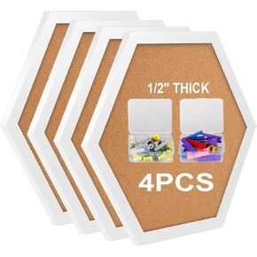Cork Board Bulletin Board, Cork Boards for Walls with Frame, Pin Board for Walls, White Corkboard, Perfect for Home Office Decor, Home School Message Board or Wall Mounted Picture Vision Board(4pack).