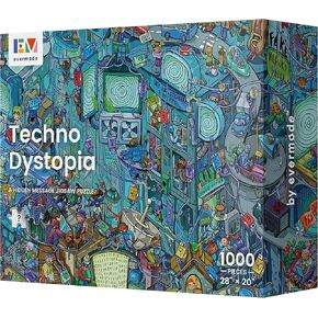 Techno Dystopia by Evermade - A Hidden Message Mystery Jigsaw Puzzle for Adults - 1000 Pieces, Beautifully Detailed 20'' x 28'' Frameable Art