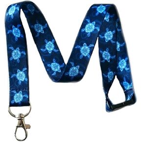 Break Away Sea Turtle Print Lanyard Key Chain Id Badge Holder