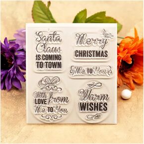 KWELLAM Merry Christmas Santa Claus is Coming To Town Warm Wishes With Love Clear Stamps for Card Making Decoration and DIY Scrapbooking