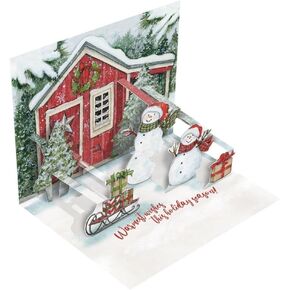 LANG Snowman'S Farmhouse Pop-Up Christmas Cards (2005118)