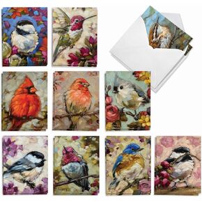 The Best Card Company 20 Assorted Blank Ducks Notecards Boxed Set 4 x 5.12 Inch with Envelopes (10 Designs, 2 Each) for Bird Lovers | Hunters, What's Up Duck AM10038OCB-B2x10