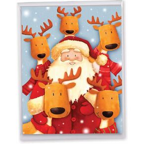 The Best Card Company - Big Santa Christmas Greeting Card (8.5 x 11 Inch) - Group Notecard for Kids, Santa Claus Holiday Greeting - Santa Selfies J6738IXSG