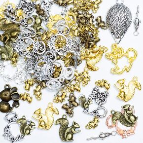 stino 100g Metal Pendant Charms for Jewelry Making, Bulk Silver & Gold Charms for Braclet Necklace Crafts, Animal Plant Flower Pet and so on