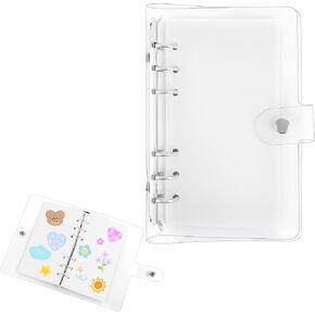 Sticker Organizer Binder Album, Reusable Sticker Storage Collecting Album Sticker Book 40 Sheets PVC Blank Release Paper with A6 Binder Cover for Sticker Storage Planner Scrapbook and Journal Stickers