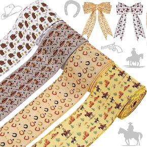 Cowgirl Party Decorations 40 Yards Western Cowgirl Wired Edge Ribbon Cowgirl Gift Wrapping Ribbon Pink Bandana Fabric Ribbon for Christmas Tree Decor DIY Crafts Wreaths Making Wedding Supplies