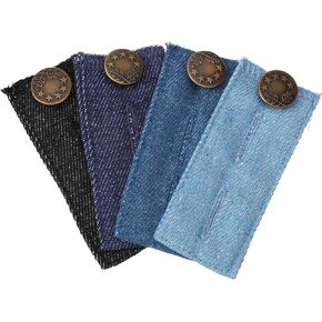 Giantree Denim Waist Extenders, 4 Pcs Adjustable Waistband Expanders with Metal Button for Pants Jeans Trousers Skirt for Women Men, Waistband Button Extenders Set(Assorted Colors)