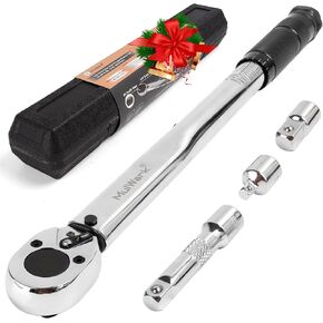 MULWARK 1/4-Inch Drive Torque Wrench 20-200 in.lb / 2.26~22.6 Nm - High Precision Dual Range Scales Click Torque Wrench Set - 15Pcs Torque Wrench Set