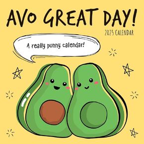 The Gifted Stationary 2025 Square Wall Calendar, Avo Great Day, 16-Month Funny Corner Theme Hanging Calendar with 180 Reminder Stickers, Month Planner for Home, or Creative Spaces, 12x12 In