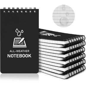 Pocket Notebook Mini Notepads 3x5, Waterproof Notebooks 12 Packs, Write in the Rain All Weather Spiral Notepad for Police, Students, Officers, Travelers, Black Cover