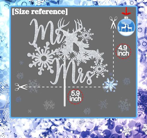 Mr & Mrs Cake Topper - Winter Snowflake Love Wedding, Bridal Shower, Engagement, Wedding Anniversary Party Decorations Supplies, Silver Glitter in Saudi Arabia