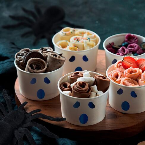 أكواب آيس كريم ورقية، عدد 50 أوعية حلوى للاستعمال مرة واحدة بسعة 9 أونصة للطعام الساخن أو البارد، أكواب حلوى لمستلزمات حفلات الهالوين سعة 9 أونصة، شبكة عنكبوت، أسود in Kuwait