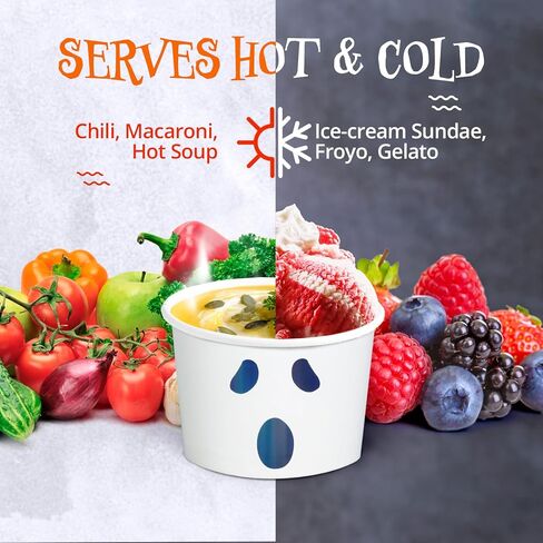 أكواب آيس كريم ورقية، عدد 50 أوعية حلوى للاستعمال مرة واحدة بسعة 9 أونصة للطعام الساخن أو البارد، أكواب حلوى لمستلزمات حفلات الهالوين سعة 9 أونصة، شبكة عنكبوت، أسود in Kuwait