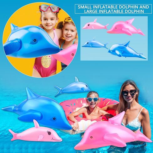 14 عبوة دولفين قابلة للنفخ تتضمن 10 عبوات دولفين قابلة للنفخ مقاس 27 بوصة و4 عبوات دولفين قابلة للنفخ مقاس 20 بوصة لتزيين الحفلات المائية على الشاطئ، لونين in Kuwait