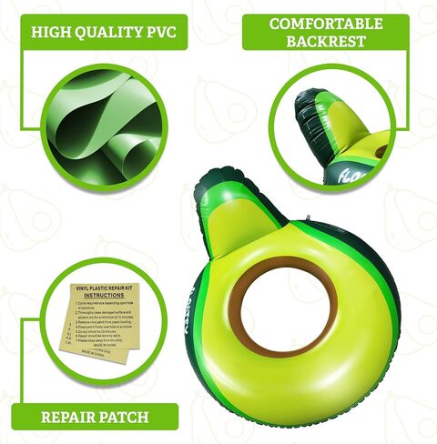 Avocado Pool Float - XtraLarge 37 Inches, Pool Floats Adult | Avocado Inflatable Float with Backrest | River Tubes for Floating | Pool Floaties for Adults | Floaty for Adult in Saudi Arabia