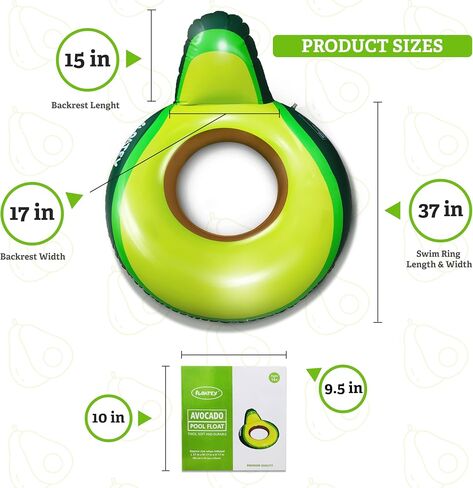 Avocado Pool Float - XtraLarge 37 Inches, Pool Floats Adult | Avocado Inflatable Float with Backrest | River Tubes for Floating | Pool Floaties for Adults | Floaty for Adult in Saudi Arabia